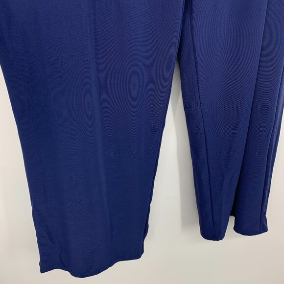 Susan Graver Pants Blue Liquid Knit Pull On Ribbed Straight Leg - Picture 6 of 10